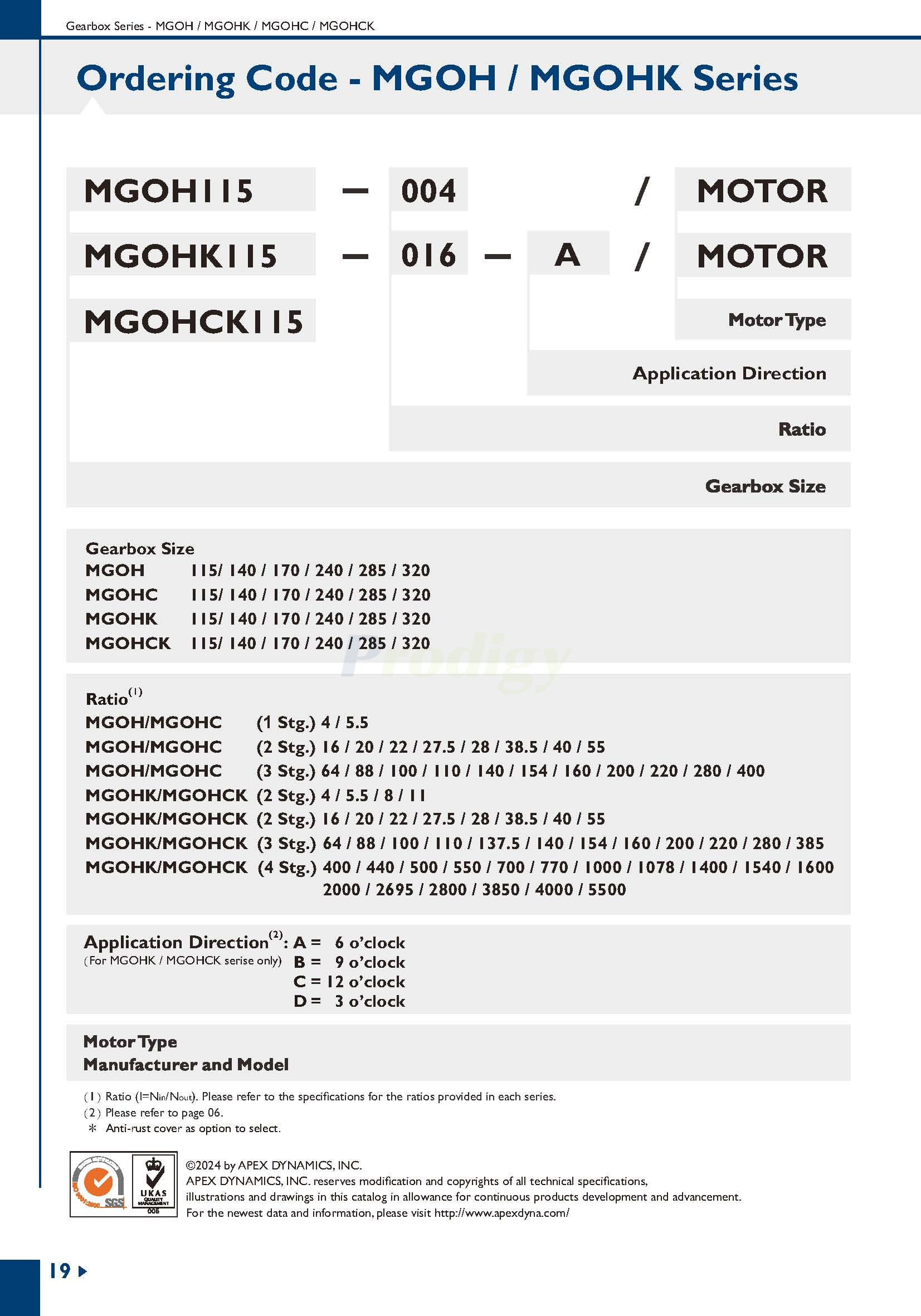 Apex Dynamics MGOH/MGOHK Series Planetary Gearbox