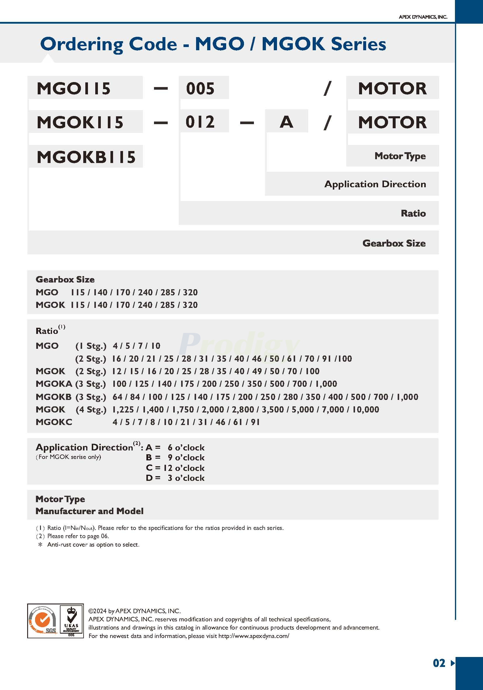 Apex Dynamics MGO/MGOK Series Planetary Gearbox