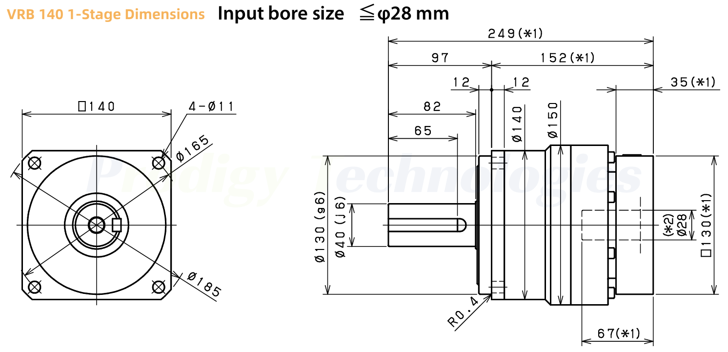 VRB 140 1-1Stage Dimensions